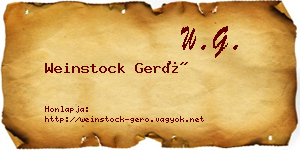 Weinstock Gerő névjegykártya